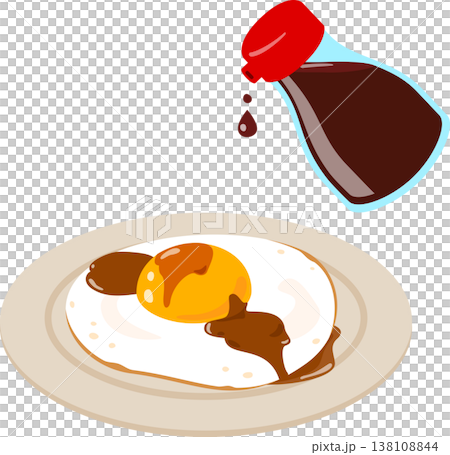 醤油さしから醤油をかけた目玉焼き 138108844