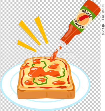 ハラペーニョソースを大量にかけたピザトースト ハラペーニョソースを大量にかけたピザトースト 138108850