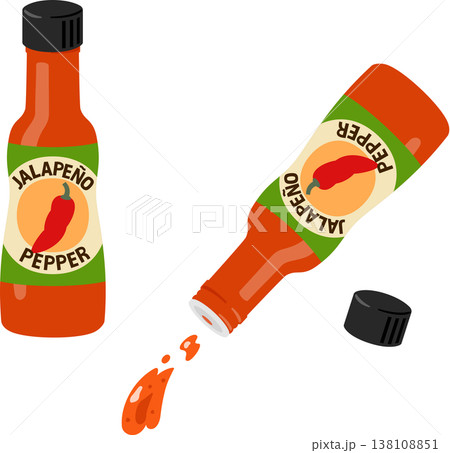 瓶から振り出されたハラペーニョソース 瓶から振り出されたハラペーニョソース 138108851