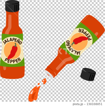 瓶から振り出されたハラペーニョソース 瓶から振り出されたハラペーニョソース 138108851
