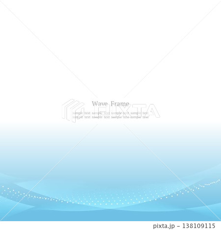 波と点線のシンプル背景 水色グラデーション 下配置 正方形 138109115