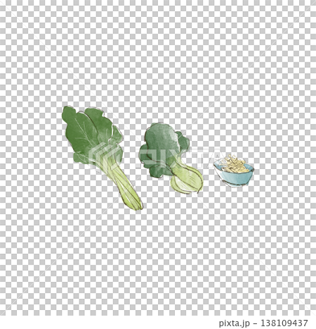 圖中展示了小松菜(日本芥菜)、高麗菜和乾白蘿蔔,它們都含有鈣。 圖中展示了小松菜(日本芥菜)、高麗菜和乾白蘿蔔,它們都含有鈣。 138109437