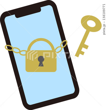 スマホセキュリティを象徴するロックと鍵のイメージイラスト素材 スマホセキュリティを象徴するロックと鍵のイメージイラスト素材 138109771