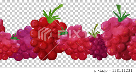 Seamless pattern border with raspberries. Simple and clean. Bright watercolor berries, playful summer vibe. Perfect for baby shower, kids textiles, fabric, gift wrap, invitations, healthy food themes Seamless pattern border with raspberries. Simple and clean. Bright watercolor berries, playful summer vibe. Perfect for baby shower, kids textiles, fabric, gift wrap, invitations, healthy food themes 138111231