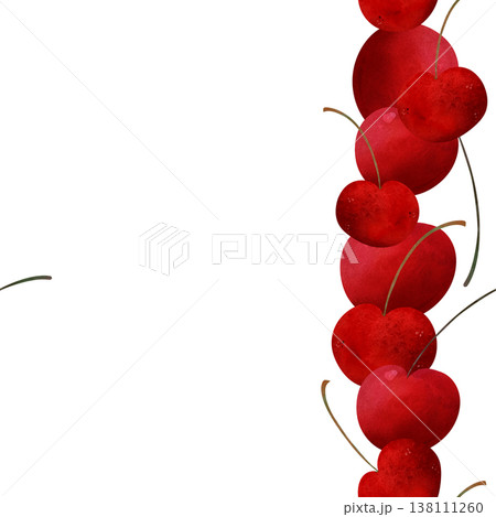 Seamless pattern with cherries. Simple and clean. Bright watercolor berries, playful summer vibe. Perfect for baby shower, kids textiles, fabric, gift wrap, invitations, healthy food themes 138111260