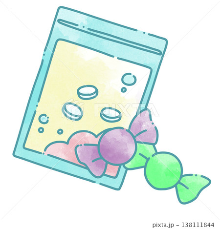 携帯しやすいお菓子のイラスト 携帯しやすいお菓子のイラスト 138111844