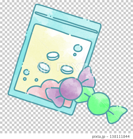 携帯しやすいお菓子のイラスト 携帯しやすいお菓子のイラスト 138111844