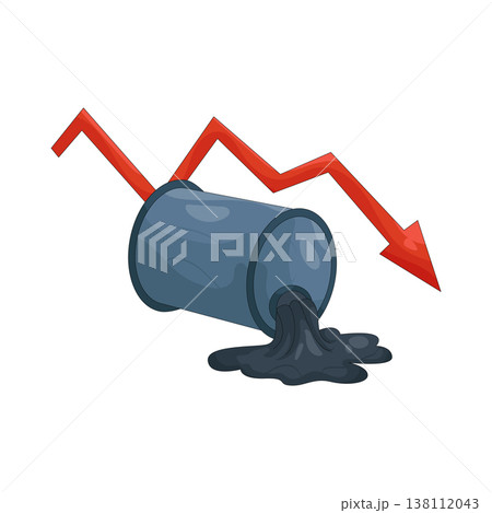Illustration of oil spill with a downward arrow Illustration of oil spill with a downward arrow 138112043