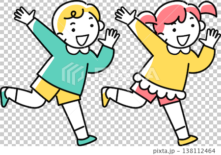 走っている女の子と男の子 138112464