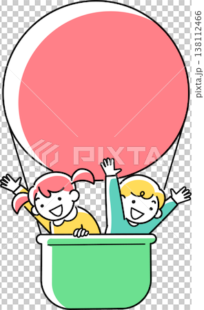 気球に乗っている女の子と男の子 138112466