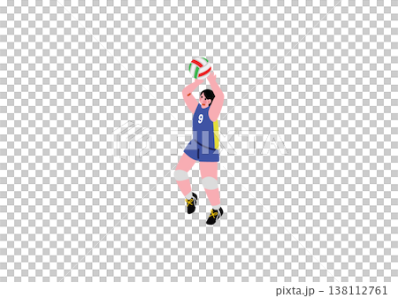 一幅女排運動員二傳的插畫。 一幅女排運動員二傳的插畫。 138112761