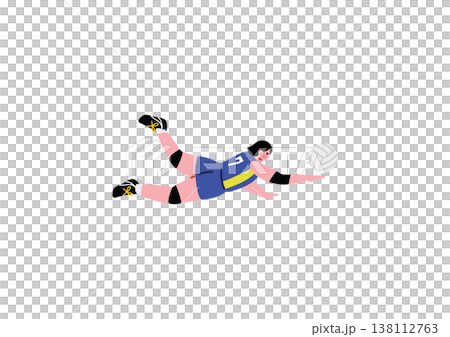 女排球選手撿球的插圖。 女排球選手撿球的插圖。 138112763