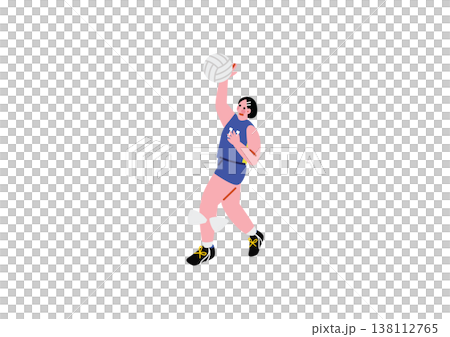 Illustration of a female volleyball player serving. 138112765