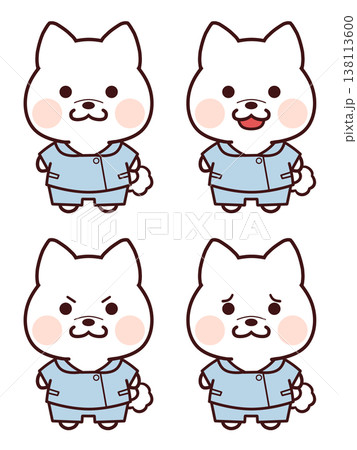 看護師服を着た白色の柴犬/表情セット 看護師服を着た白色の柴犬/表情セット 138113600