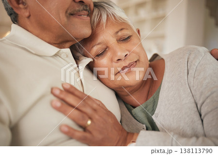 Face, senior woman or hug man in home for love, care and calm together for romance, retirement or marriage. Elderly couple embrace in loyalty, commitment or relax to support partner, trust or comfort Face, senior woman or hug man in home for love, care and calm together for romance, retirement or marriage. Elderly couple embrace in loyalty, commitment or relax to support partner, trust or comfort 138113790