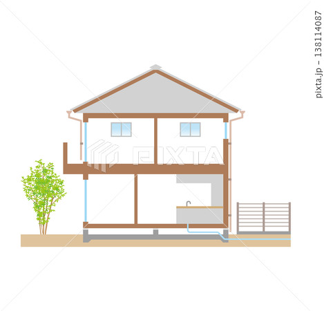 戸建て住宅の断面図のイラスト 138114087