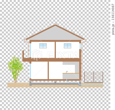 戸建て住宅の断面図のイラスト 138114087