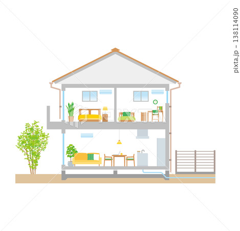 戸建て住宅の断面図のイラスト 138114090