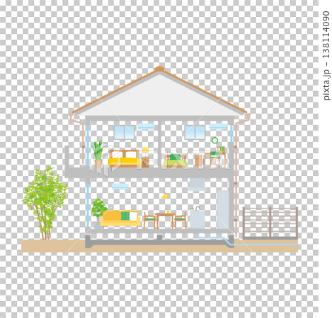 獨立式住宅橫斷面示意圖 138114090