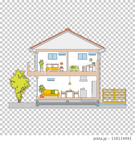 獨立式住宅橫斷面示意圖 138114091