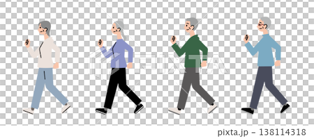 Senior men and senior women walking for their health Senior men and senior women walking for their health 138114318