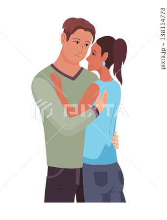 People hugging together with isolated compositions of doodle people embracing each other on blank background vector illustration 138114778