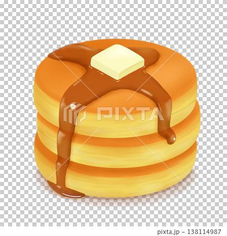 Hotcakes (pancakes) with butter and maple syrup Hotcakes (pancakes) with butter and maple syrup 138114987