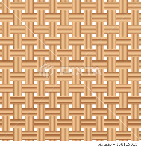 Seamless Tan Basketweave Pattern Background, Straight Woven Rattan and Wicker Texture Illustration 138115015