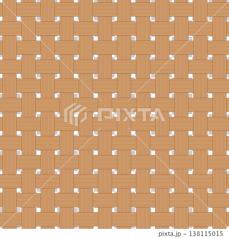 Seamless Tan Basketweave Pattern Background, Straight Woven Rattan and Wicker Texture Illustration 138115015