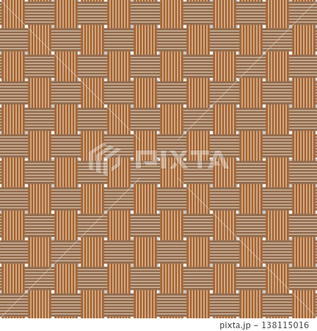 Seamless Two Tone Brown Basketweave Pattern, Straight Woven Rattan and Wicker Texture Background Illustration Seamless Two Tone Brown Basketweave Pattern, Straight Woven Rattan and Wicker Texture Background Illustration 138115016