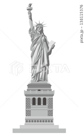 モノクロの自由の女神のイメージイラスト 138115376