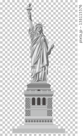 モノクロの自由の女神のイメージイラスト 138115376