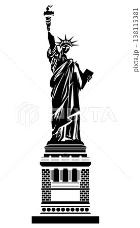 自由の女神のシルエットのイラスト 138115381