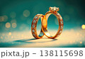 Elegant duo of jewelry rings in airy soft light. Minimal luxury and timeless aesthetic. 138115698