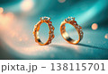 Elegant duo of jewelry rings in airy soft light. Minimal luxury and timeless aesthetic. 138115701