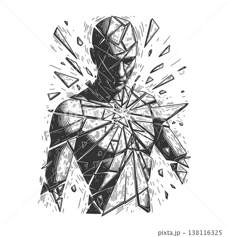 Shattering Glass Human Figure Explosion Concept Shattering Glass Human Figure Explosion Concept 138116325