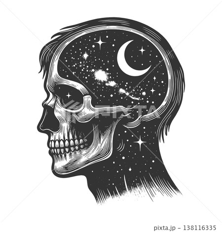 Human Skull with Galaxy Mind Cosmic Concept Human Skull with Galaxy Mind Cosmic Concept 138116335