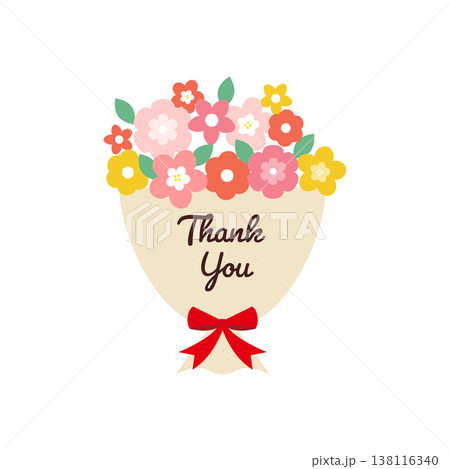Thank You 花束イラスト 感謝ギフト装飾素材 138116340