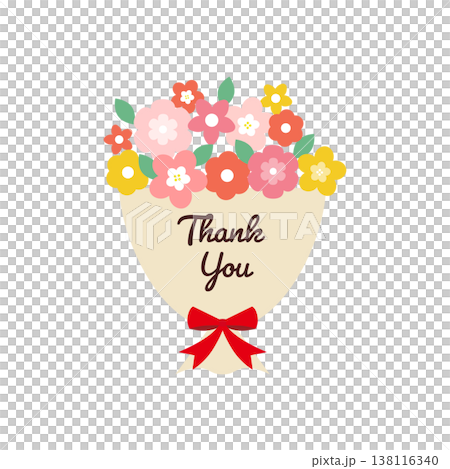 Thank You 花束イラスト 感謝ギフト装飾素材 138116340