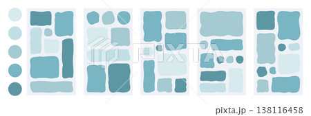 Abstract organic frame grid with irregular edges, bento box rectangle collection. Wavy modern shapes and color palette for web layout, social template, textbox, contemporary fluid design. Abstract organic frame grid with irregular edges, bento box rectangle collection. Wavy modern shapes and color palette for web layout, social template, textbox, contemporary fluid design. 138116458