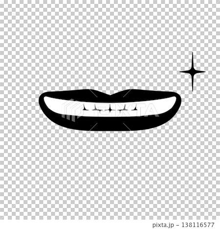 A black and white illustration showing perfectly aligned white teeth. Cosmetic dentistry. Beautiful teeth alignment. A black and white illustration showing perfectly aligned white teeth. Cosmetic dentistry. Beautiful teeth alignment. 138116577
