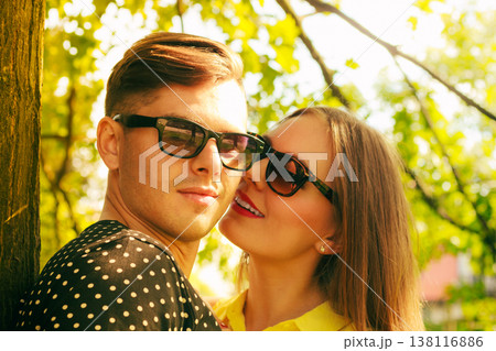 Smiling couple in park Smiling couple in park 138116886