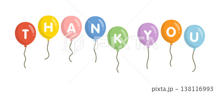 Thank You 文字入りカラフル風船 138116993