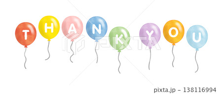 水彩風　Thank You 文字入りカラフル風船 138116994