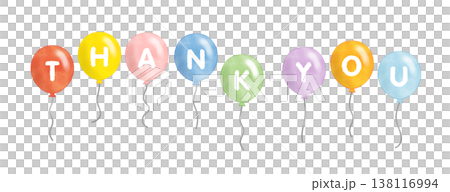 水彩風　Thank You 文字入りカラフル風船 138116994