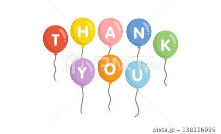 Thank You 文字入りカラフル風船 138116995