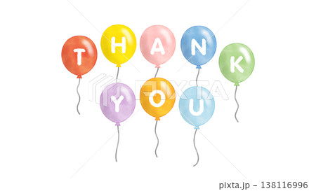 水彩風　Thank You 文字入りカラフル風船 138116996