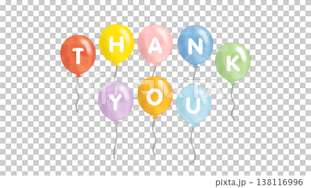 水彩風　Thank You 文字入りカラフル風船 138116996