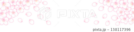 桜の花の背景素材_桜の花の帯ポップ_横長タイトル用背景素材 138117396