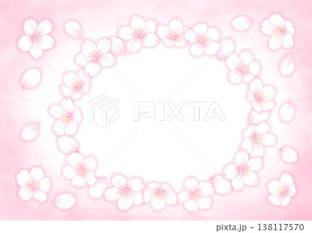桜の花の素材_楕円_背景ピンク色 桜の花の素材_楕円_背景ピンク色 138117570